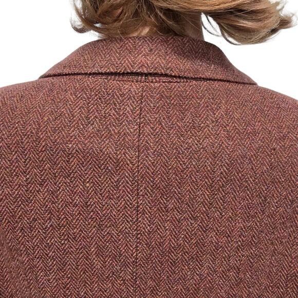 Vintage L.L. Bean Wool Blazer Jacket Made in USA Women 16 Herringbone Rust Lined - Picture 10 of 13